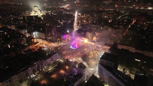 Drone footage shows scale of the celebrations in Belgrade after Vucic concedes election defeat