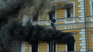 Elderly man rescued from burning building after Russian drone hits academy of science building in Kyiv