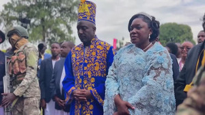 Prince Edward Rukidi Nyabongo I attends mass before his coronation as Uganda's Tooro king