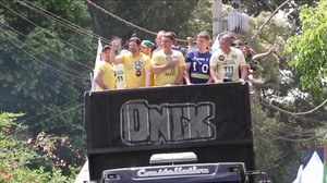 Brazil's Flavio Bolsonaro leads motorcycle caravan in Sao Paulo a day before election