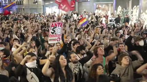 Thousands of far-left demonstrators rally against far-right near Madrid protest camp