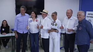 Brazilian incumbent president Lula da Silva casts his vote in Sao Paulo