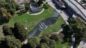 Artist Saype debuts giant 'Beyond Walls' artwork in San Francisco park