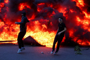Albanian students hold an anti-government protest in Tirana