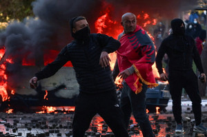 Albanian students hold an anti-government protest in Tirana