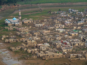 Remnants of the Somang village reemerged after the water levels of the Karian reservoir dropped amid the El Nino-driven prolonged drought, in Lebak