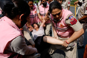Protest demanding the resignation of India's Chief Election Commissioner Gyanesh Kumar, in New Delhi
