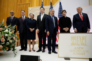US President Trump attends the "A New Golden Age" summit in Washington