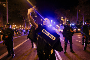 Protest demanding political action to alleviate Spain's housing crisis, in Barcelona