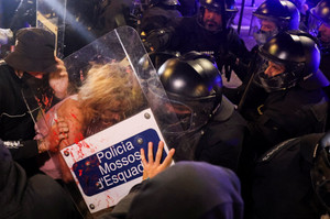 Protest demanding political action to alleviate Spain's housing crisis, in Barcelona
