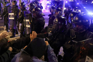 Protest demanding political action to alleviate Spain's housing crisis, in Barcelona
