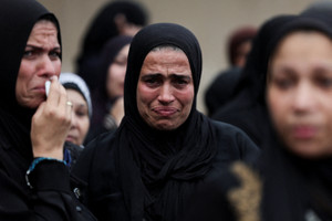 Funeral of Azza Ramzy, a 28-year-old Egyptian flight attendant killed in the attack at Riyadh airport, in her home village of Al-Atf