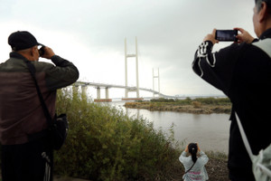 Newly opened New Yalu River Bridge as seen from Dandong