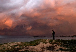 Storm sweeps across Narrabeen Beach in Sydney