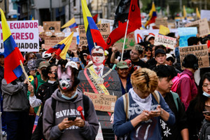 Protest against Ecuador's President Noboa's government, in Quito