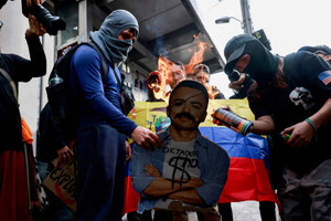 Protest against Ecuador's President Noboa's government, in Quito