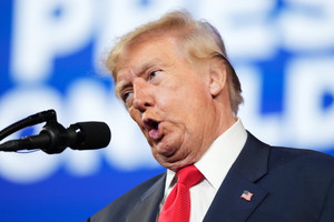 US President Donald Trump attends a campaign rally in Clarksville