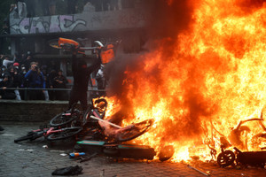 Demonstration during a nationwide strike against the Belgian government's measures, in Brussels