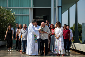 Brazilian President Luiz Inacio Lula da Silva attends a Mass marking the Day of Our Lady of Aparecida in Brasilia