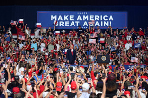 US President Donald Trump holds a rally in San Antonio