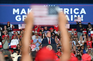 US President Donald Trump holds a rally in San Antonio
