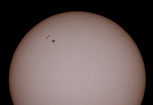 A sunspot (active region 4551), as photographed from the town of Aguimes, on Gran Canaria Island