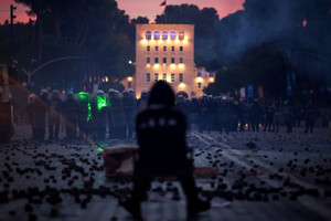 Anti-government protest by students in Tirana