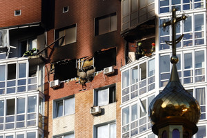 Aftermath of a Russian drone attack in Kyiv