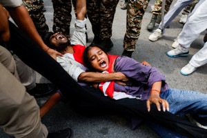 Protest by CJP seeking the resignation of India's Chief Election Commissioner Gyanesh Kumar, near the protest site in New Delhi