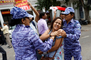 Protest by CJP seeking the resignation of India's Chief Election Commissioner Gyanesh Kumar, near the protest site in New Delhi