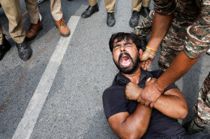 Protest by CJP seeking the resignation of India's Chief Election Commissioner Gyanesh Kumar, near the protest site in New Delhi