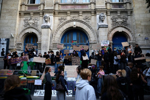 French high school students protest in France