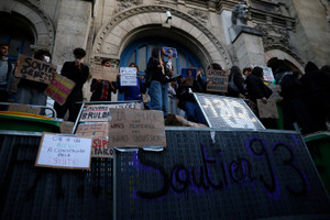 French high school students protest in France