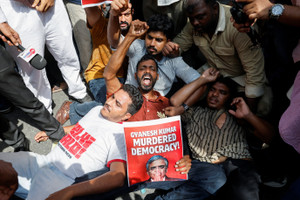 Protest against India's Chief Election Commissioner Gyanesh Kumar, in New Delhi