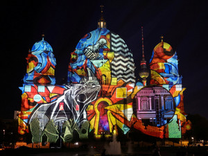 Technical rehearsal for the Festival of Lights in Berlin