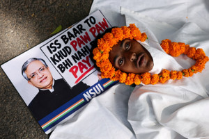 Protest against India's Chief Election Commissioner Gyanesh Kumar, in New Delhi