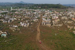 Remnants of the Somang village reemerged after the water levels of the Karian reservoir dropped amid the El Nino-driven prolonged drought, in Lebak