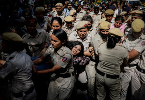 Protest against India's Chief Election Commissioner Gyanesh Kumar, in New Delhi