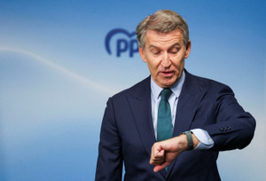 PP's Feijoo speaks after announcement of Spanish PM Sanchez calling snap election for November 29, in Madrid