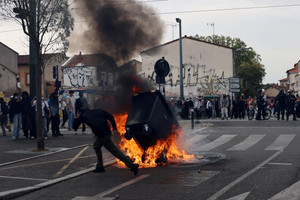French high school students protest in France