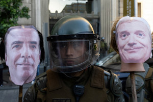 Protest against Chile's Minister of Justice Rabat and Undersecretary of Justice Silva, following controversial sentence reductions
