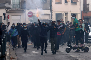 French high school students protest in France