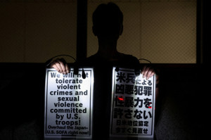 Protest over killing of a Japanese woman in Okinawa, in Tokyo